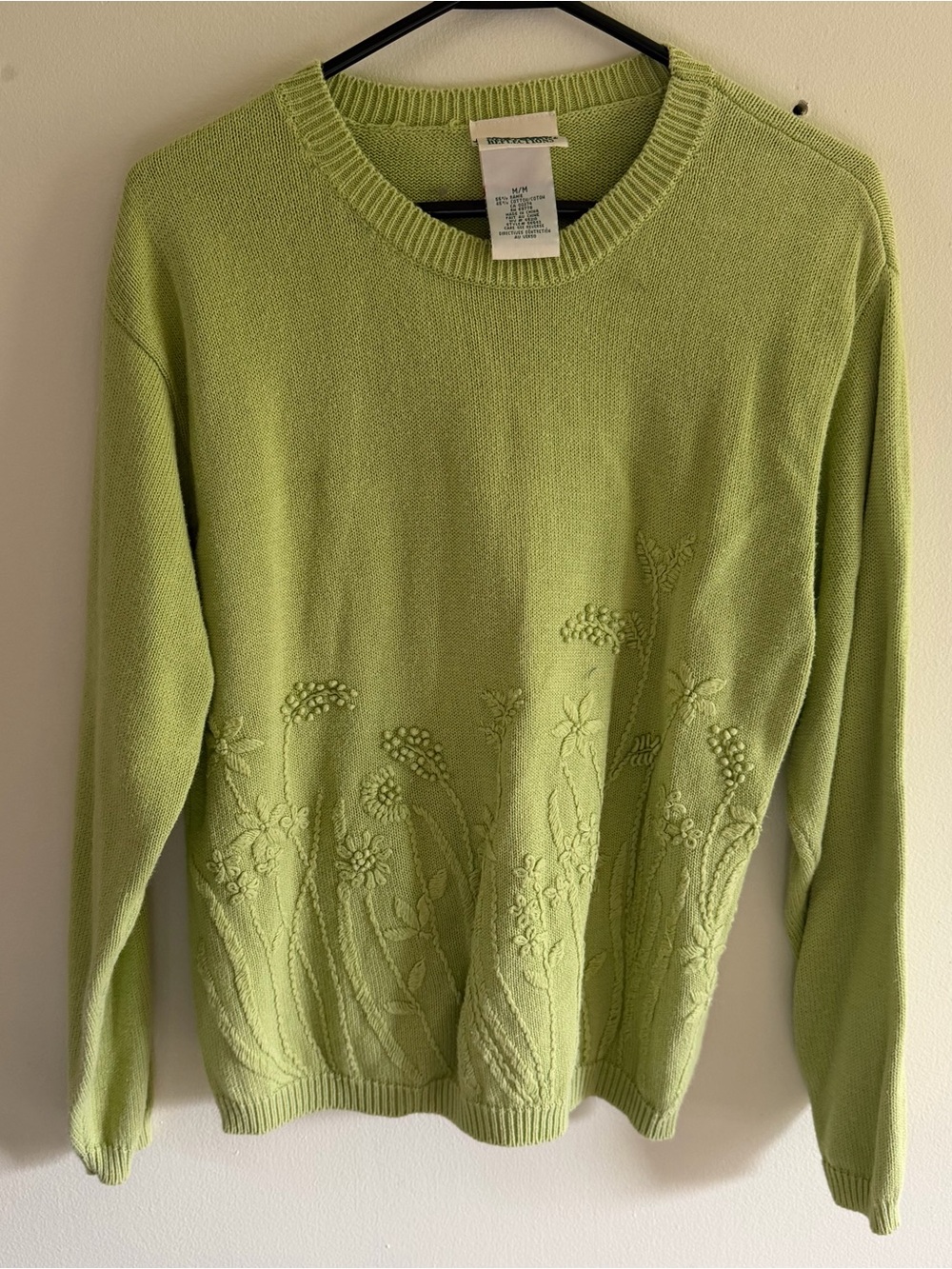 Northern Reflections Light Green Embroidered Crewneck Sweater